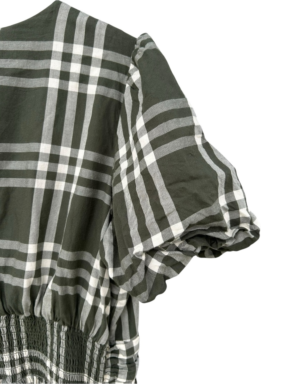 Anthropologie Katerina Button-Front Plaid Puff-Sleeve Midi Dress L - 100% Cotton - Picture 11 of 15